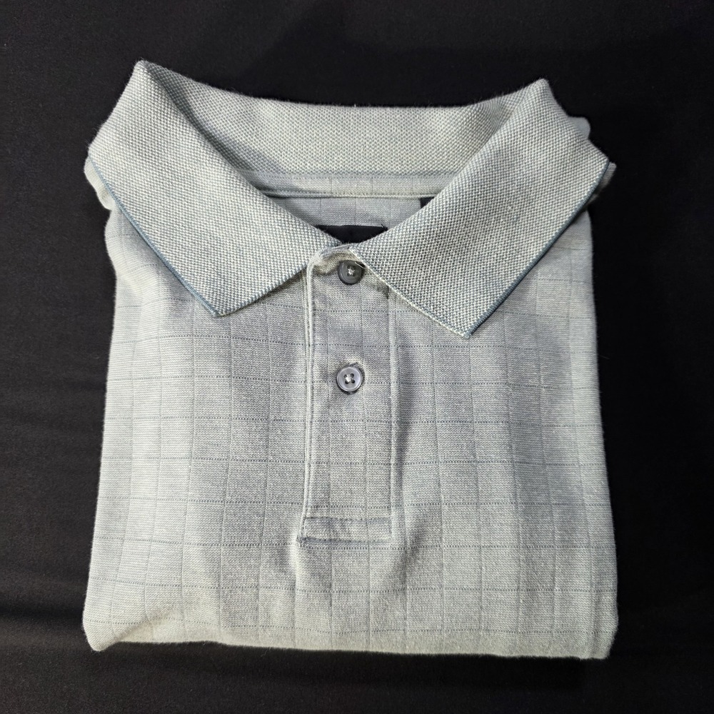 MARC EDWARDS Swift-Dry Plaid Performance‎ Polo Golf Shirt XL, Light Green